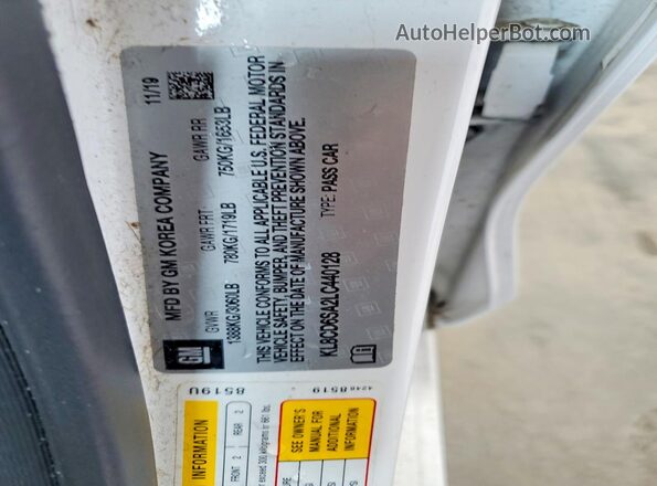KL8CD6SA2LC440128 2020 CHEVROLET SPARK White ძრავის განყოფილების ხედი