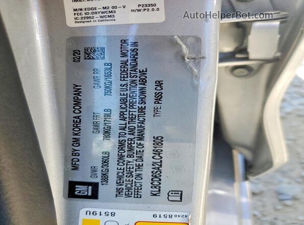 KL8CD6SA2LC461805 2020 CHEVROLET SPARK Gray ძრავის განყოფილების ხედი