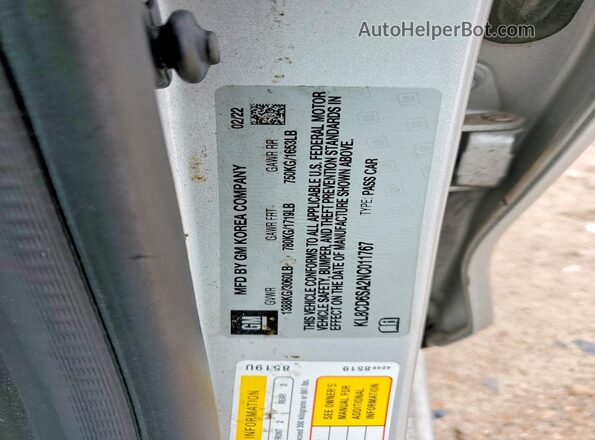 KL8CD6SA2NC011767 2022 CHEVROLET SPARK Silver Vista del compartimento del motor