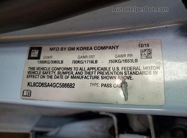 KL8CD6SA4GC586682 2016 CHEVROLET SPARK Blue Вид підкапотного простору