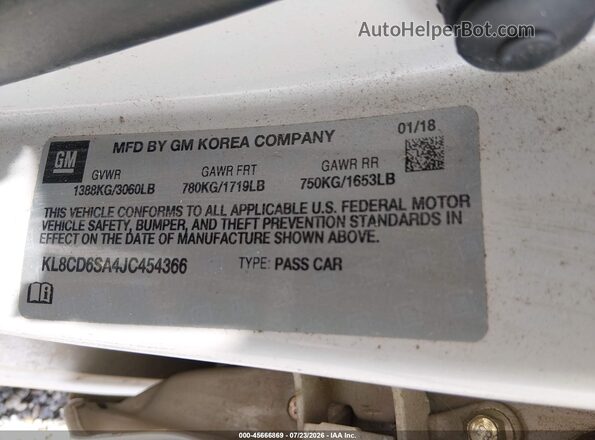 KL8CD6SA4JC454366 2018 CHEVROLET SPARK Beige Շարժիչի բաժամունքի տեսք