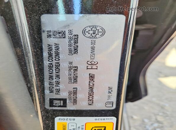 KL8CD6SA4KC734967 2019 CHEVROLET SPARK Black VIN კოდის სტიკერის ხედი