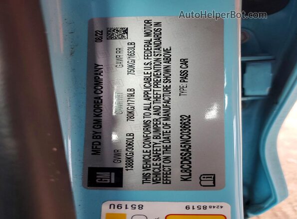 KL8CD6SA5NC036632 2022 CHEVROLET SPARK Синий Вид подкапотного пространства