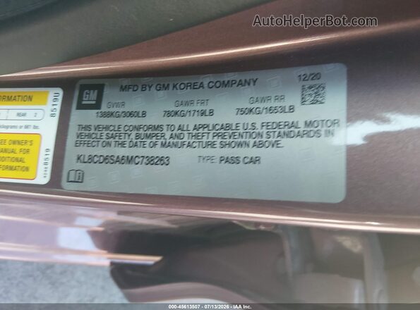 KL8CD6SA6MC738263 2021 CHEVROLET SPARK Фиолетовый Вид подкапотного пространства
