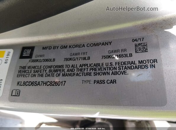 KL8CD6SA7HC826017 2017 CHEVROLET SPARK Silver Widok komory silnika