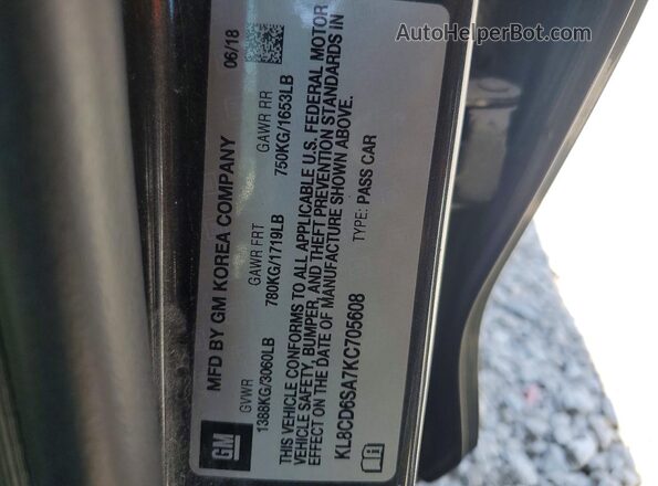 KL8CD6SA7KC705608 2019 CHEVROLET SPARK Black VIN კოდის სტიკერის ხედი