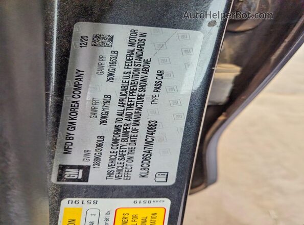 KL8CD6SA7MC740863 2021 CHEVROLET SPARK Gray Շարժիչի բաժամունքի տեսք