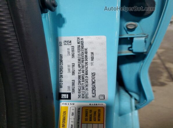 KL8CD6SA7MC747425 2021 CHEVROLET SPARK Blue Engine compartment view