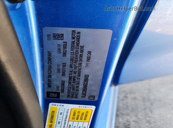 KL8CD6SA9GC566430 2016 CHEVROLET SPARK Blue Widok naklejki z numerem VIN