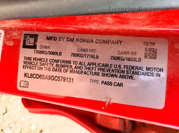 KL8CD6SA9GC579131 2016 CHEVROLET SPARK Red Vista del compartimento del motor