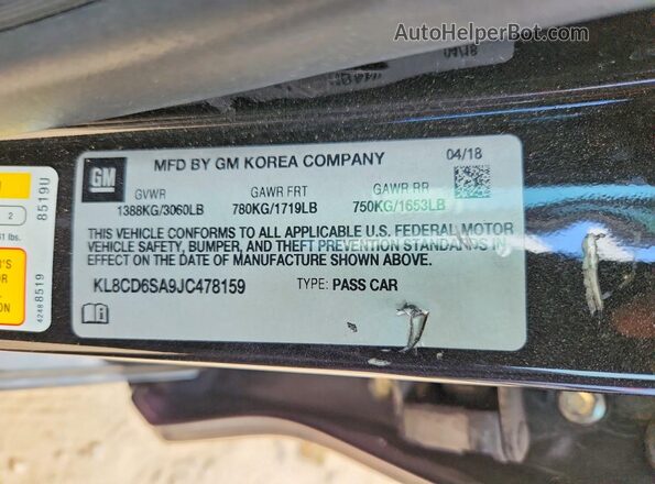 KL8CD6SA9JC478159 2018 CHEVROLET SPARK Black ძრავის განყოფილების ხედი