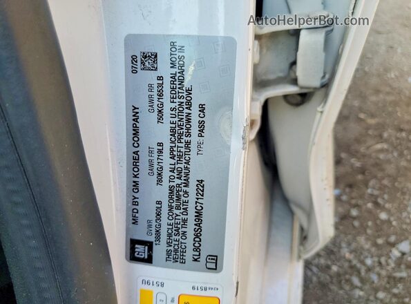 KL8CD6SA9MC712224 2021 CHEVROLET SPARK White VIN sticker view