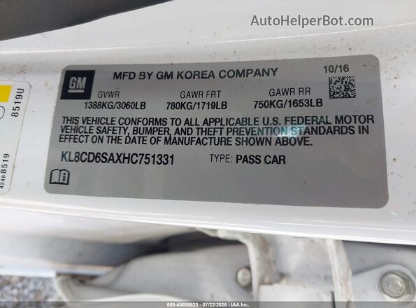 KL8CD6SAXHC751331 2017 CHEVROLET SPARK White Widok komory silnika