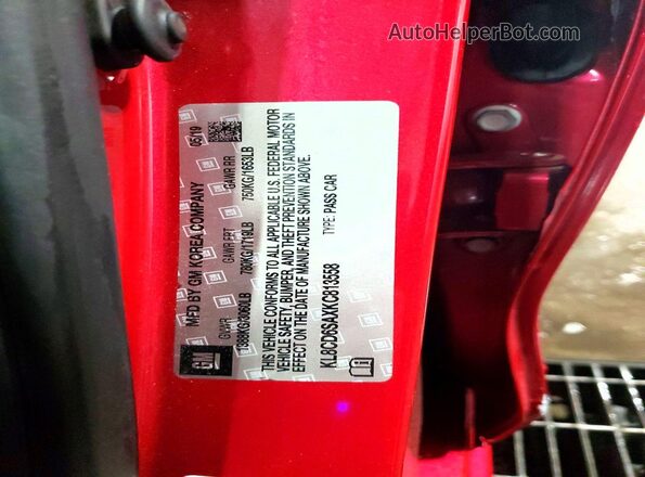 KL8CD6SAXKC813558 2019 CHEVROLET SPARK Pink VIN կոդի պիտակի տեսք