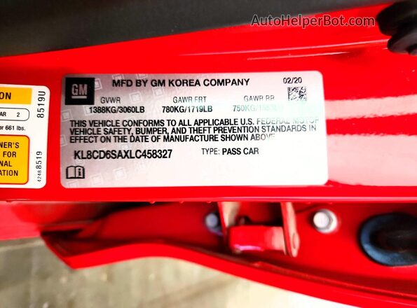KL8CD6SAXLC458327 2020 CHEVROLET SPARK Red Vista del compartimento del motor