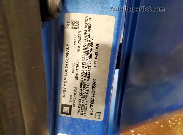KL8CF6SA4JC438923 2018 CHEVROLET SPARK Blue Вид підкапотного простору