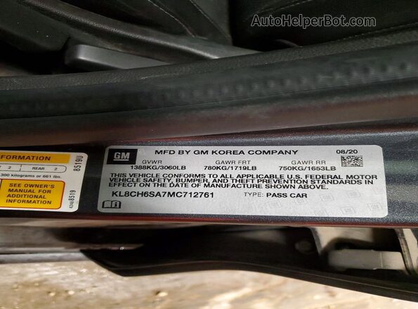 KL8CH6SA7MC712761 2021 CHEVROLET SPARK Gray Շարժիչի բաժամունքի տեսք
