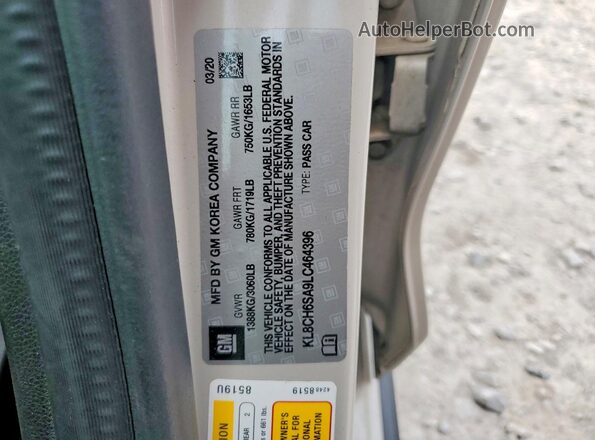 KL8CH6SA9LC464396 2020 CHEVROLET SPARK Cream Vista interior de 360 grados