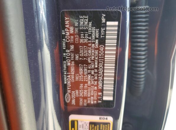 KM8HA3AB0RU115040 2024 HYUNDAI KONA Blue ძრავის განყოფილების ხედი