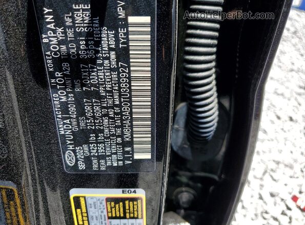 KM8HA3AB0TU389927 2026 HYUNDAI KONA Черный Вид наклейки с VIN-кодом