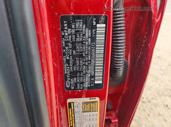 KM8HA3AB5TU406172 2026 HYUNDAI KONA Red VIN კოდის სტიკერის ხედი