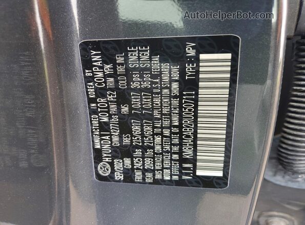 KM8HACAB2RU050711 2024 HYUNDAI KONA Gray VIN კოდის სტიკერის ხედი