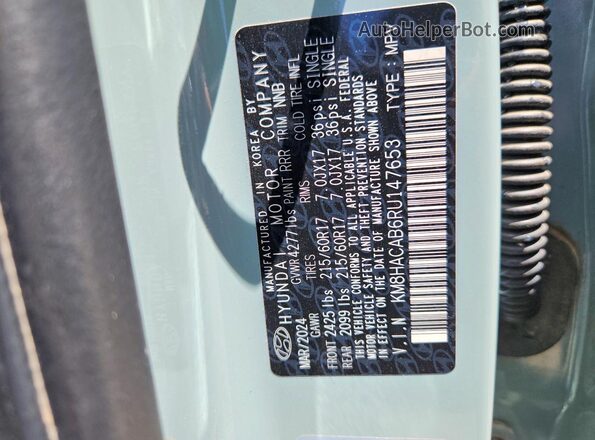 KM8HACAB6RU147653 2024 HYUNDAI KONA Зеленый Вид наклейки с VIN-кодом