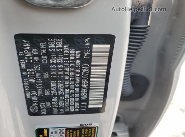 KM8HBCAB6RU072840 2024 HYUNDAI KONA Silver Vista de la etiqueta del VIN