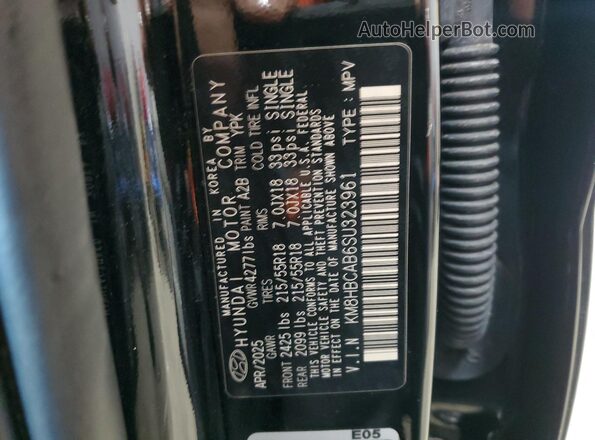 KM8HBCAB6SU323961 2025 HYUNDAI KONA Black Շարժիչի բաժամունքի տեսք