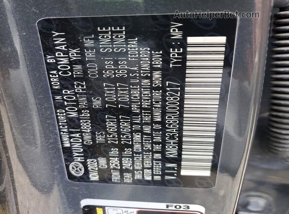 KM8HC3A68RU008217 2024 HYUNDAI KONA Charcoal Widok wnętrza 360 stopni