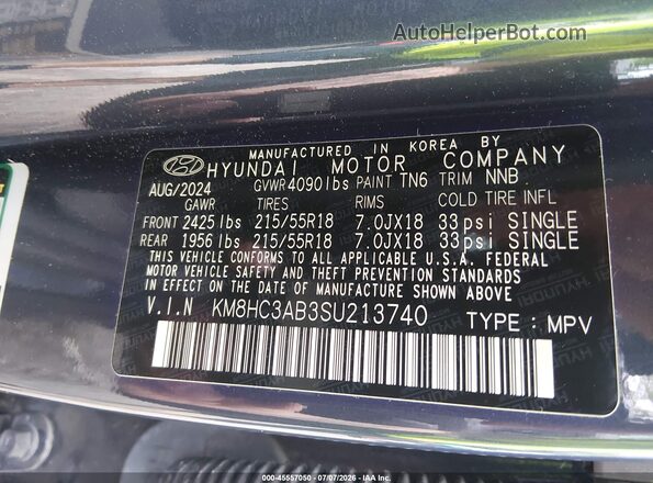 KM8HC3AB3SU213740 2025 HYUNDAI KONA Blue Widok komory silnika