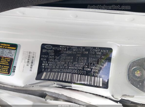 KM8HC3AB4RU061011 2024 HYUNDAI KONA White Շարժիչի բաժամունքի տեսք