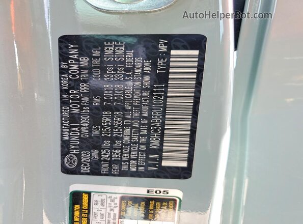 KM8HC3AB6RU102111 2024 HYUNDAI KONA Зеленый Вид наклейки с VIN-кодом