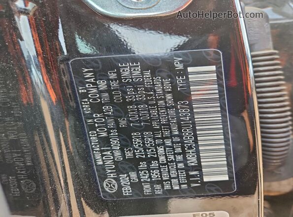 KM8HC3AB8RU143873 2024 HYUNDAI KONA Black Вид наклейки з VIN-кодом