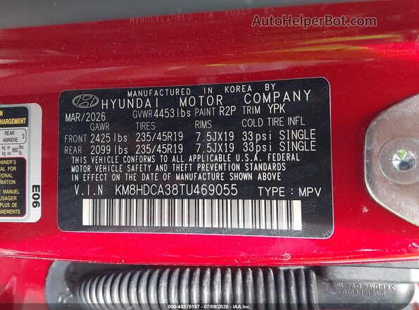KM8HDCA38TU469055 2026 HYUNDAI KONA Красный Вид подкапотного пространства