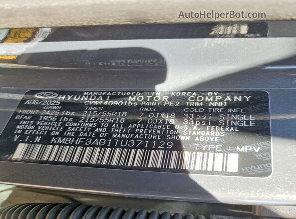 KM8HF3AB1TU371129 2026 HYUNDAI KONA Charcoal Widok komory silnika