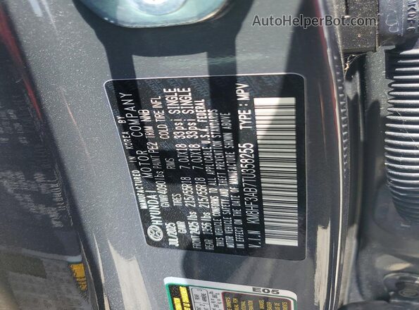 KM8HF3AB7TU358255 2026 HYUNDAI KONA Gray VIN კოდის სტიკერის ხედი