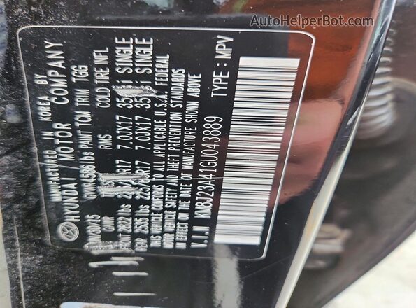 KM8J23A41GU043889 2016 HYUNDAI TUCSON Black VIN կոդի պիտակի տեսք