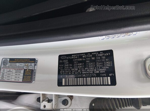 KM8J23A41MU312775 2021 HYUNDAI TUCSON White Widok komory silnika