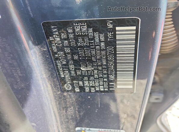 KM8J23A45KU897230 2019 HYUNDAI TUCSON Blue Вид наклейки з VIN-кодом