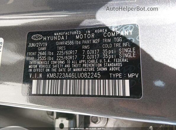 KM8J23A46LU082245 2020 HYUNDAI TUCSON Коричневый Вид подкапотного пространства