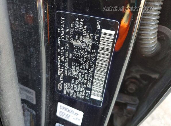 KM8J23A46LU274359 2020 HYUNDAI TUCSON Черный Вид наклейки с VIN-кодом