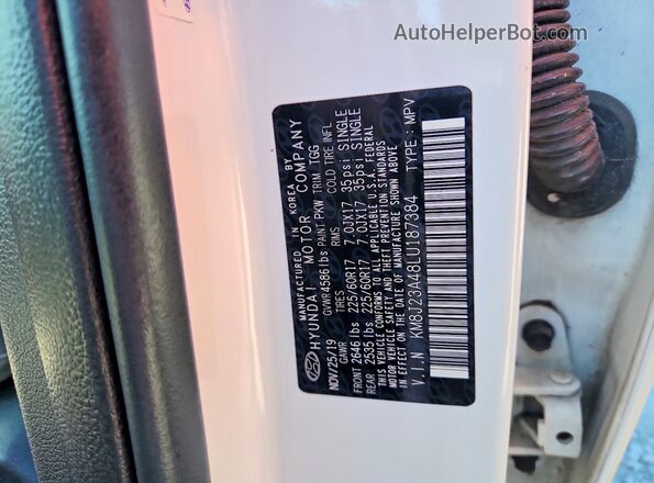 KM8J23A48LU187384 2020 HYUNDAI TUCSON Белый Вид наклейки с VIN-кодом