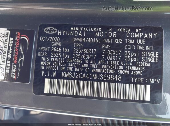 KM8J2CA41MU369848 2021 HYUNDAI TUCSON Gray Widok komory silnika