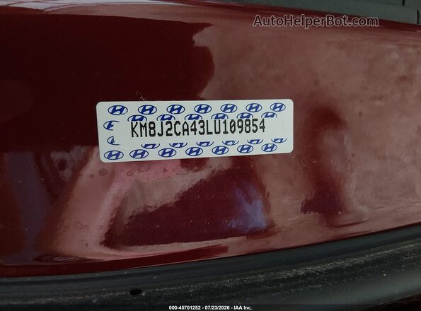 KM8J2CA43LU109854 2020 HYUNDAI TUCSON Red Вид підкапотного простору