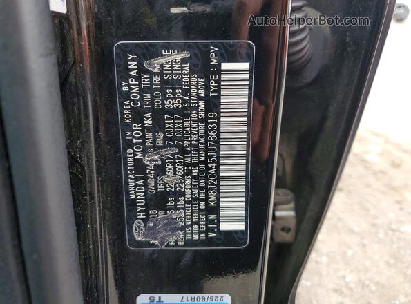 KM8J2CA45JU786319 2018 HYUNDAI TUCSON Black VIN կոդի պիտակի տեսք