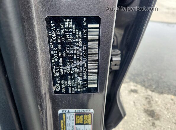 KM8J2CA45LU081300 2020 HYUNDAI TUCSON Серый Вид наклейки с VIN-кодом