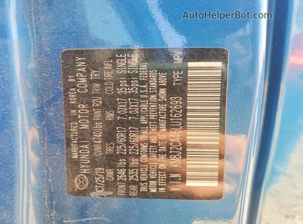 KM8J2CA46LU162693 2020 HYUNDAI TUCSON Blue Vista del compartimento del motor