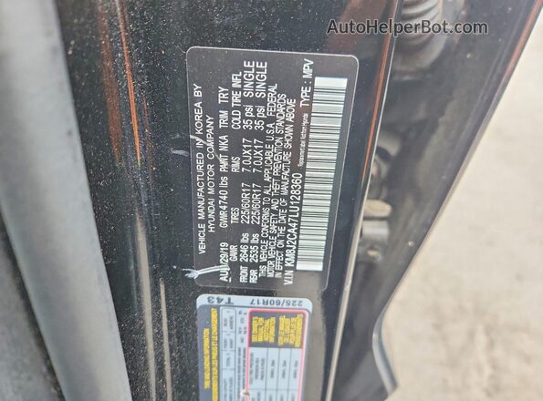 KM8J2CA47LU128360 2020 HYUNDAI TUCSON Black Vista de la etiqueta del VIN