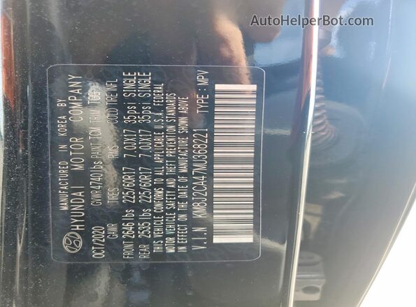 KM8J2CA47MU368221 2021 HYUNDAI TUCSON Black VIN sticker view